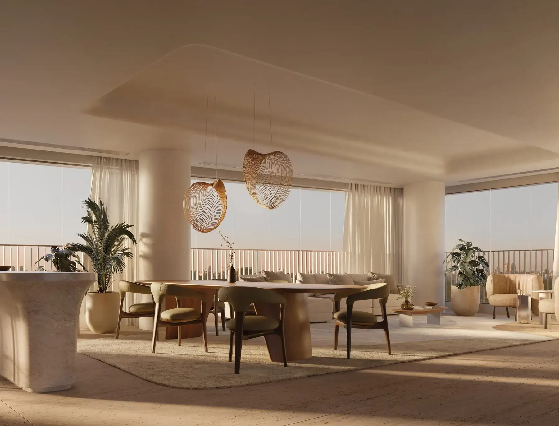Sala de jantar do apartamento de 3 suítes