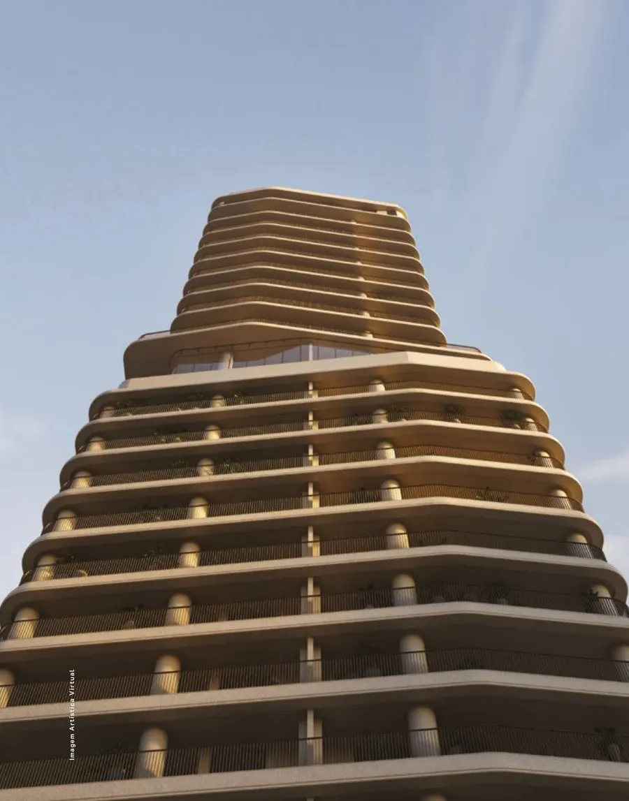 Torre do Etmo Jardins com varandas curvas, imagem artística virtual