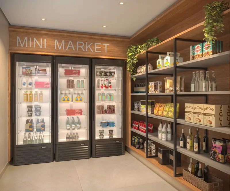 Mini market no térreo do Sync Ibirapuera
